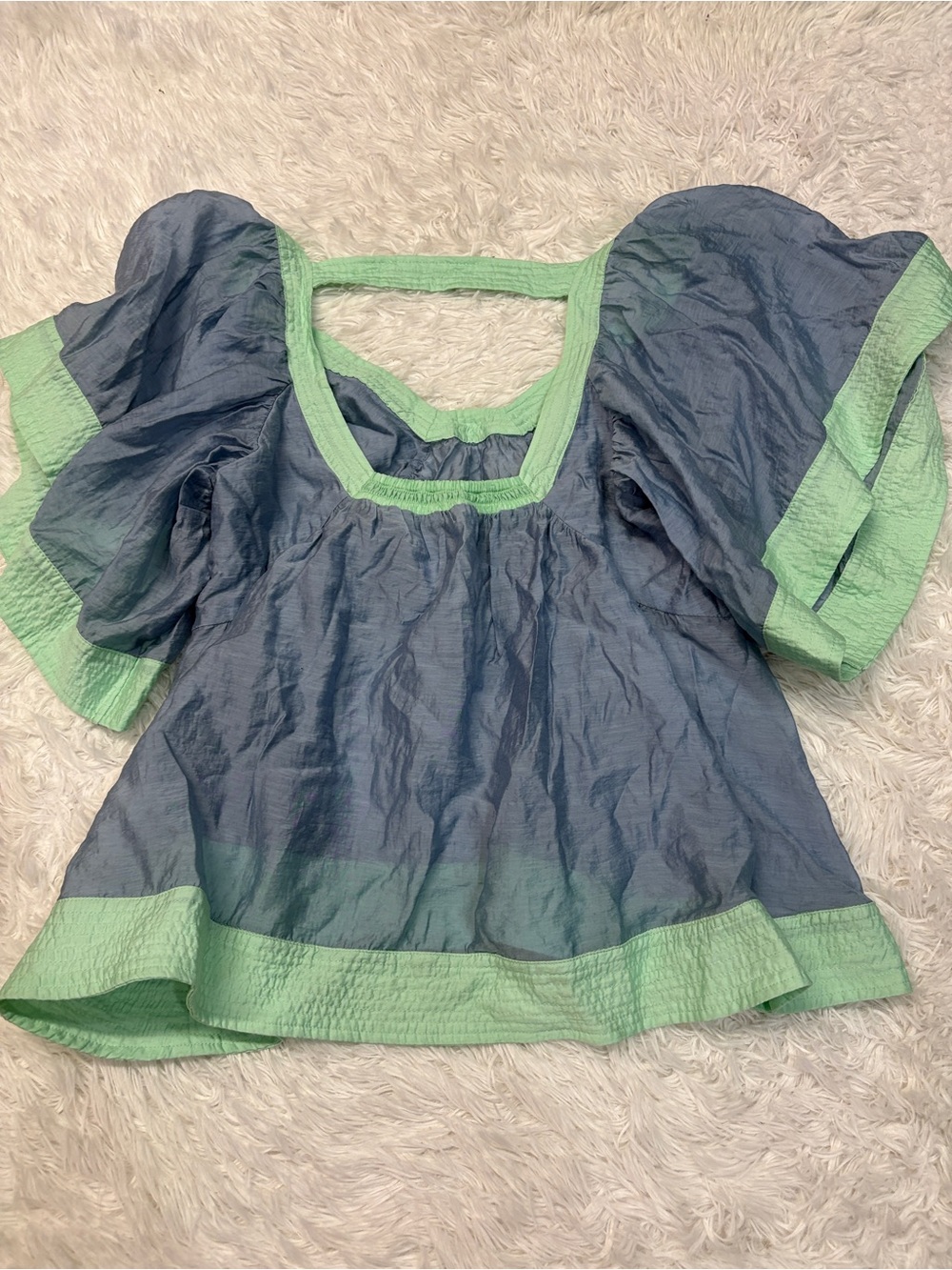 Anthropologie Colorblock Babydoll Blue/Green - Picture 2 of 5